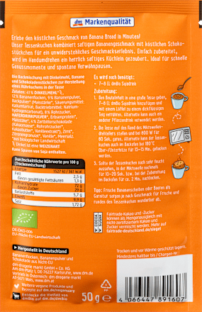 Tassenkuchen, Banana Bread dmBio