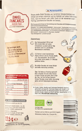 Pancake bio di farro con cioccolato dmBio