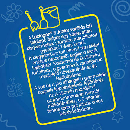 LACTOGEN 3 JUNIOR Vaníliás ízű Tejalapú italpor vitaminokkal és ásványi anyagkkal 12hó+ Nestlé