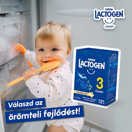 LACTOGEN 3 JUNIOR Vaníliás ízű Tejalapú italpor vitaminokkal és ásványi anyagkkal 12hó+ Nestlé
