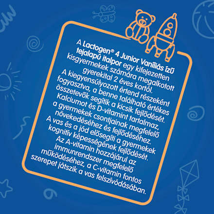 LACTOGEN 4 JUNIOR Vaníliás ízű Tejalapú italpor vitaminokkal és ásványi anyagokkal 2év+ Nestlé