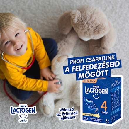 LACTOGEN 4 JUNIOR Vaníliás ízű Tejalapú italpor vitaminokkal és ásványi anyagokkal 2év+ Nestlé