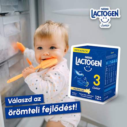 LACTOGEN 3 JUNIOR Vaníliás ízű Tejalapú italpor vitaminokkal és ásványi anyagokkal 12 hó+  Nestlé