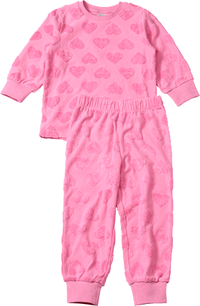 Schlafanzug mit Herz-Muster aus Frottee, rosa, Gr. 110/116 ALANA