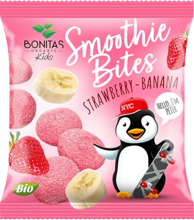 Liofilizowana przekąska truskawka-banan-jogurt BIO, po 1. roku BONITAS ORGANIC