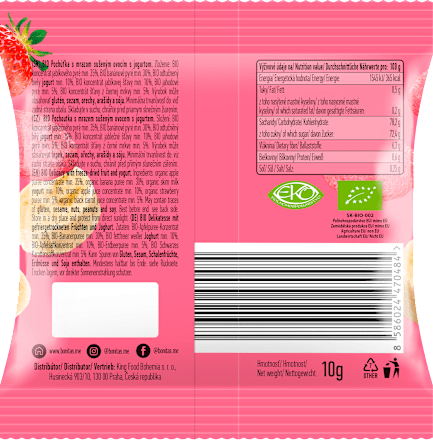 Liofilizowana przekąska truskawka-banan-jogurt BIO, po 1. roku BONITAS ORGANIC