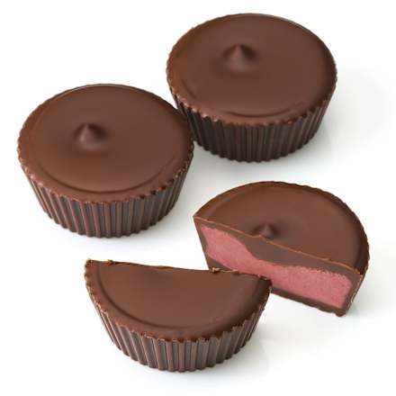 Cups vegane al cioccolato con ripieno di lamponi e anacardi bio dmBio