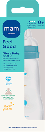 Babyflasche aus Glas Feel Good türkis, von Geburt an, 260 ml    mam
