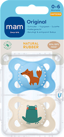 Schnuller Original Kautschuk, blau/creme, 0-6 Monate  mam