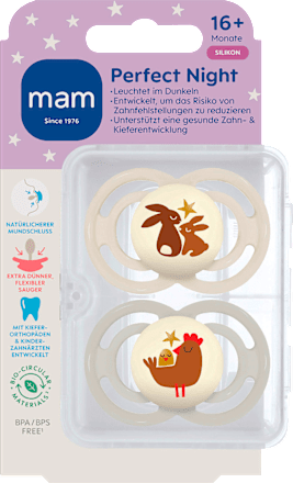 Schnuller Perfect Night Silikon, creme/nude, 16+ Monate mam