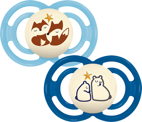 Schnuller Perfect Night Silikon, hellblau/dunkelblau, 6-16 Monate mam