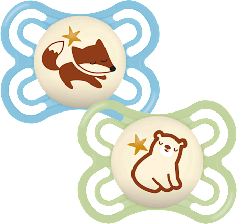 Schnuller Perfect Night Silikon, blau/grün, 0-6 Monate mam