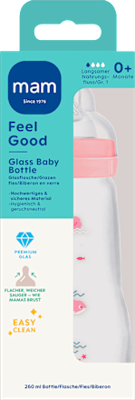 Babyflasche aus Glas Feel Good rosa, von Geburt an, 260ml  mam