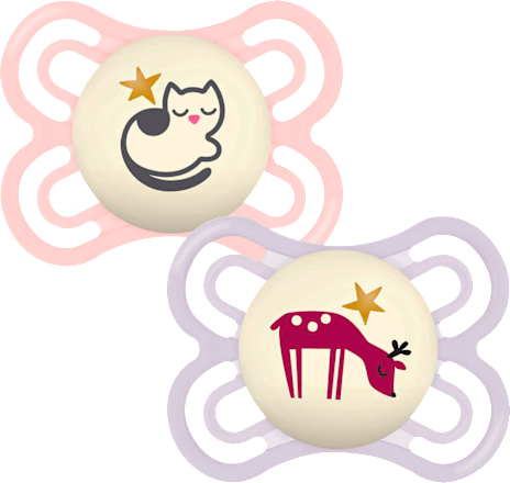 Schnuller Perfect Night Silikon, rosa/lila, 0-6 Monate mam