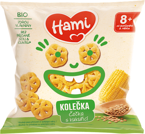 Bio čočkové křupky s kukuřicí Hami