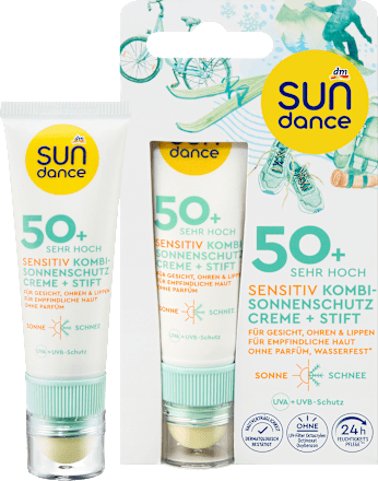 Kombinovaný opaľovací krém + balzam na pery Sensitiv OF 50+, 25 ml + 3 g SUNDANCE