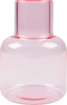 Karaffe aus Glas mit Deckel/Glas, rosa (1000 ml) dm home