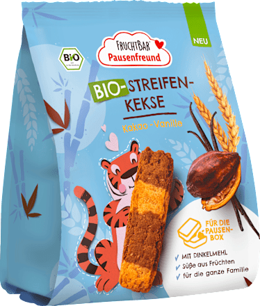 Kinderkekse Streifen-Kekse Kakao-Vanille ab 3 Jahren FRUCHTBAR Pausenfreund