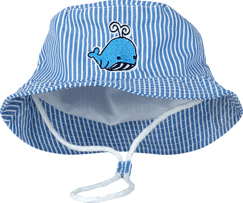 Bucket Hut Kinder blau gestreift mit Wal-Motiv keine Marke