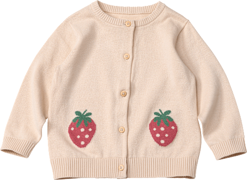 Strickjacke mit Erdbeer-Stickerei, beige, Gr. 104 ALANA