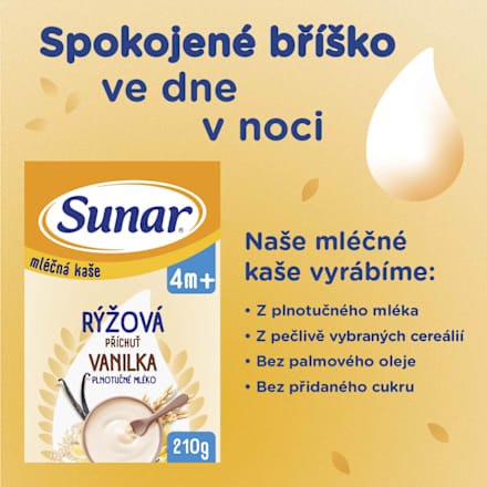 mléčná rýžová kaše Vanilka Sunar