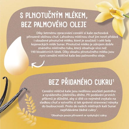 mléčná rýžová kaše Vanilka Sunar