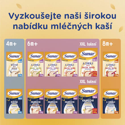 mléčná kaše 8 cereálií na dobrou noc Piškotová Sunar