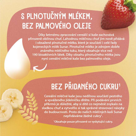 mléčná kaše 8 cereálií Jahoda a Banán Sunar