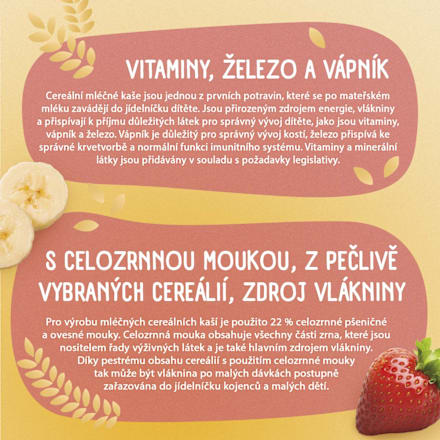mléčná kaše 8 cereálií Jahoda a Banán Sunar