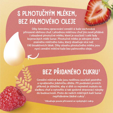 mléčná kaše 8 cereálií Jahoda a Malina Sunar