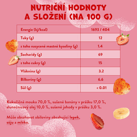 křupky srdíčka s příchutí banánu a jahody Goodies