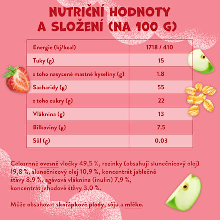 ovesná tyčinka s příchutí jahody a jablka Goodies