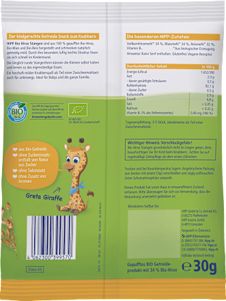 Babysnack Bio Hirse Stangen ab dem 8. Monat HiPP