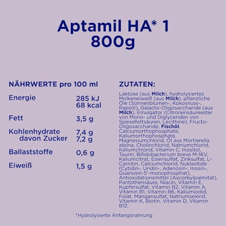 Anfangsmilch HA1 von Geburt an Aptamil