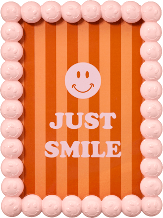 Bilderrahmen aus Polyresin, Smiley, rosa (13x18 cm) dm home