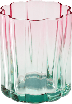 Trinkglas, gewellt, rosa/grün (9x7,5 cm) dm home