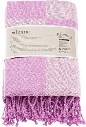 Plaid aus Bio-Baumwolle, kariert, lila (120x180 cm) dm home