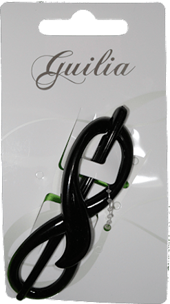 Шнола за коса с форма на сол ключ, черна guilia
