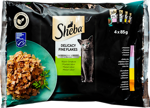 Delicacy potpuna hrana za odrasle mačke – 4 vrste mesa u želeu, 4 x 85 g Sheba