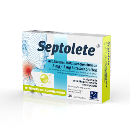 Septolete mit Zitronen-Holunder-Geschmack 3mg/1mg Lutschtabletten Septolete