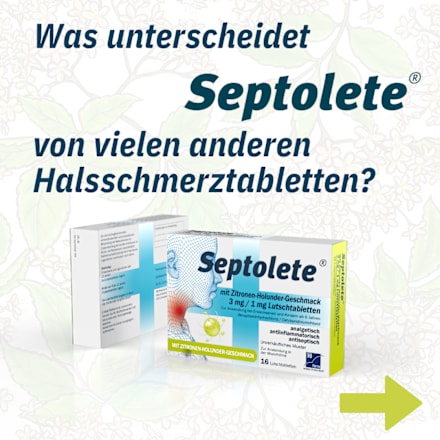 Septolete mit Zitronen-Holunder-Geschmack 3mg/1mg Lutschtabletten Septolete