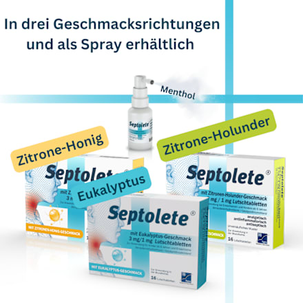 Septolete mit Zitronen-Holunder-Geschmack 3mg/1mg Lutschtabletten Septolete