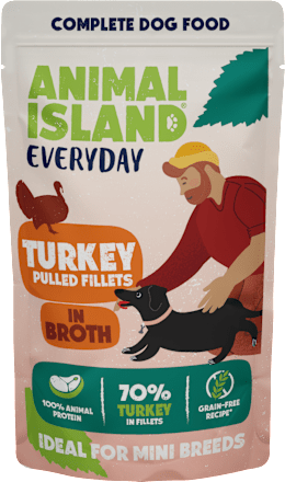 Karma mokra dla psa szarpane fileciki z indyka w rosole ANIMAL ISLAND