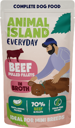 Karma mokra dla psa szarpane fileciki z wołowiny w rosole ANIMAL ISLAND