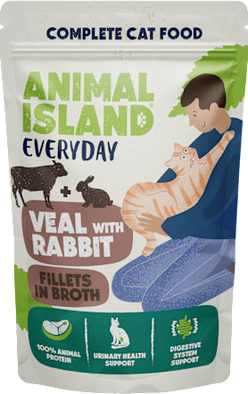 Karma mokra dla kota fileciki z cielęciny i królika w rosole ANIMAL ISLAND