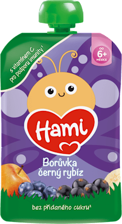 příkrm v sáčku černý rybíz & borůvky Hami