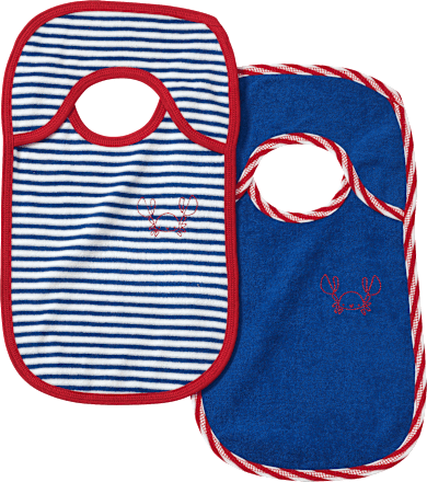 Lätzchen mit Streifen & Krebs-Motiv, blau + weiß ALANA