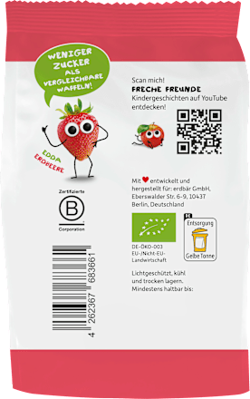 Kindersnack Waffel-Herzchen Apfel-Erdbeere, ab 1 Jahr Freche Freunde