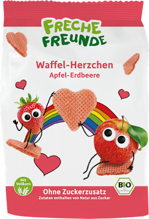 Kindersnack Waffel-Herzchen Apfel-Erdbeere, ab 1 Jahr Freche Freunde