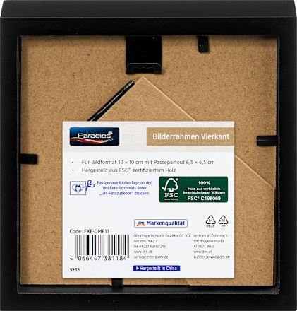 Quadratrahmen Mini 10x10 schwarz Paradies